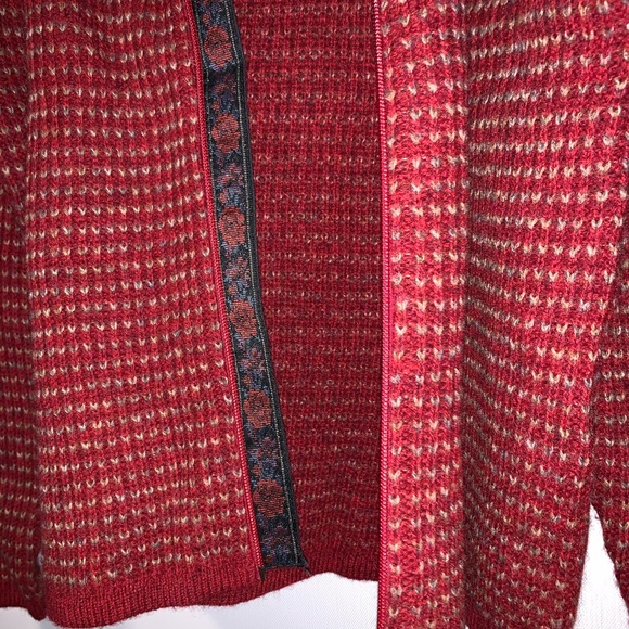 Woolrich Red Knitted Zip Up Sweater Jacket - Picture 4 of 5